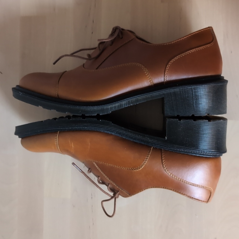 Dr. Martens Henrietta Brown Leather Oxford Dress Shoes - Picture 3 of 9